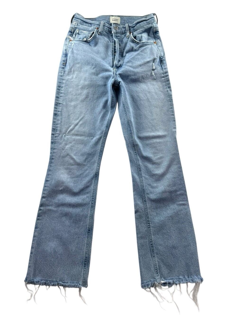 Citizens of Humanity Isola Crop Bootcut Jeans 25 Raw Hem Denim Button Fly